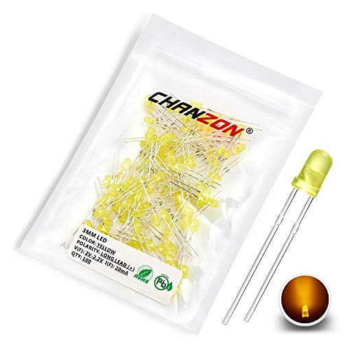 CHANZON 100 pcs 3mm Yellow Diffused LED Diode Lights (DC 3V 20mA) - color: J) Yellow-yellow (100pcs)