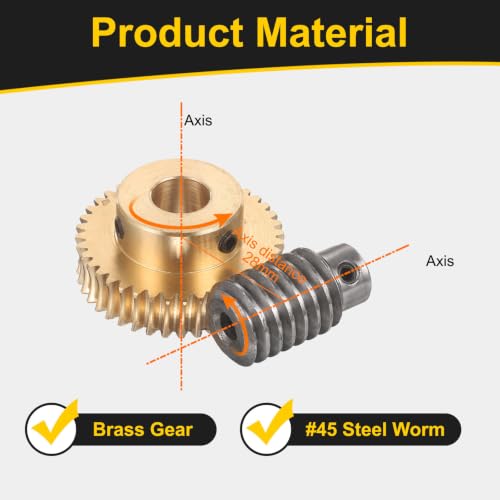 uxcell Worm Gear Set 40T 1 Module 40:1 Reduction Rate, 10mm/6mm Bore - size: 10mm/6mm Bore (1Mod 40T)