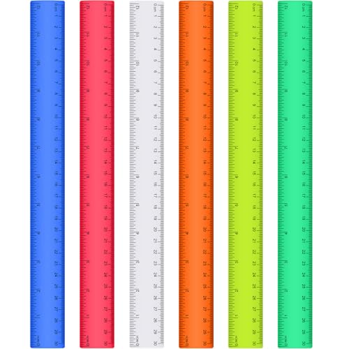 Zonon 6 Pcs 12 Inch Plastic Rulers Flexible Metric, Solid Colorful - color: Solid Colorful, size: 12 Inch