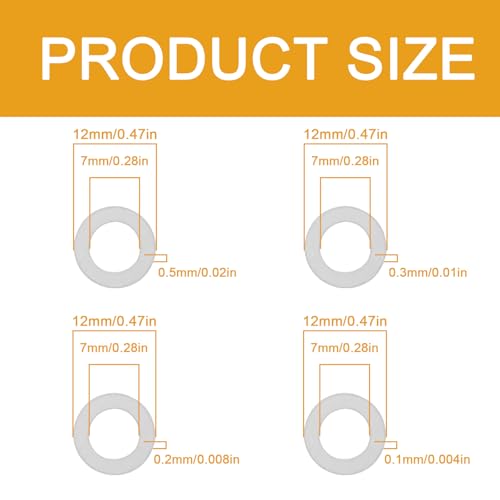 M7x12mm Shim Washers Set, 304 Stainless Steel Precision Thin Spacers, - size: M7X12