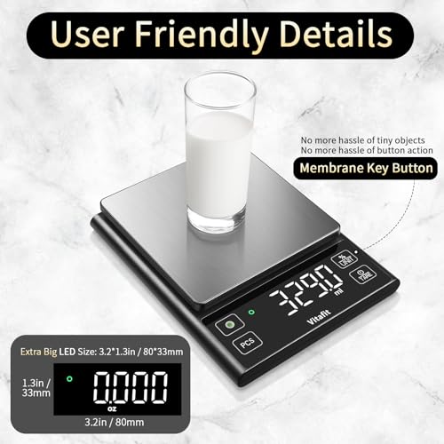 Vitafit 11lb Digital Food Scale High Accuracy 0.1g, Kitchen Scale Big LED