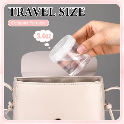 Meanplan 100 Pcs 3.4 oz Clear Plastic Container Jar with Lid Leak Proof - color: Clear, size: 3.4 oz
