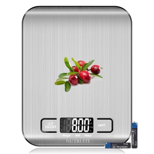 NUTRI FIT Food Scale Kitchen Scales Digital Weight Grams Oz for Weight Loss - color: Silvery Grey