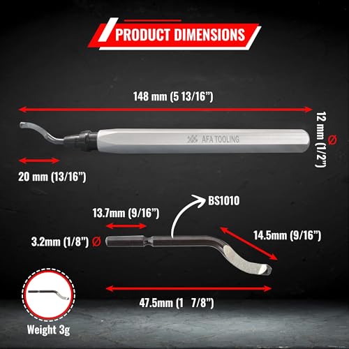 AFA Tooling Deburring Tool, HSS Blades, Silver CNC Anodized Aluminum Handle - style: Deburring Tool