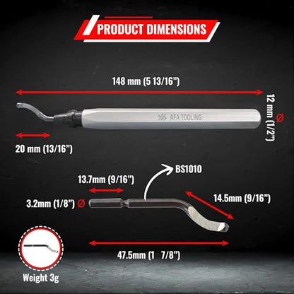 AFA Tooling Deburring Tool, HSS Blades, Silver CNC Anodized Aluminum Handle - style: Deburring Tool