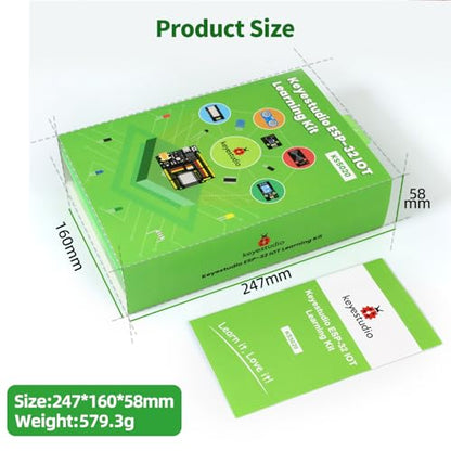 KEYESTUDIO ESP32 IoT Learning Kit for Beginners, Build Wi‑Fi & Bluetooth Smart Devices, Arduino IDE C/C++ and MicroPython Tutorials, Sensors, OLED, Motors & Complete Electronics Components