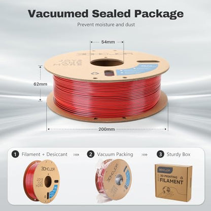 3DHoJor Silk PLA Filament 1.75mm Black Red Gold Triple Color PLA 3D Printer Filament 3 in 1 Coextrusion 1KG Spool(2.2lbs) 3D Printing Filament Dimensional Accuracy +/- 0.03mm - color: Black Red Gold