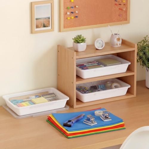 Tinlade 6 Pcs Classroom Paper Storage Bins with Lids, 13x10, White - color: White