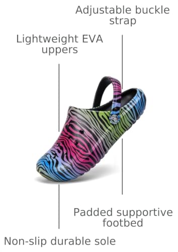 Tie-dye Women's Clogs Lightweight Slip-on Garden Shoes EVA Slippers/Sandals/Water Shoes - color: Black L001, size: 10 Wide