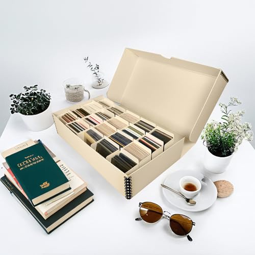Lineco Archival Slide Storage Box, Clamshell Box, 11.68x6.37x2.25 Inch, Tan - size: Pack of 1