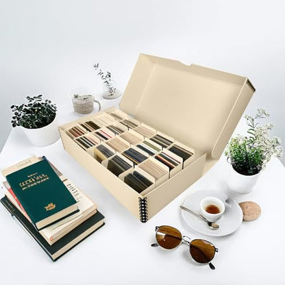 Lineco Archival Slide Storage Box, Clamshell Box, 11.68x6.37x2.25 Inch, Tan - size: Pack of 1