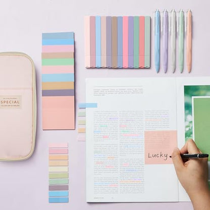 Jutom 39 Pcs Aesthetic Book Annotation Kit, Pink, Cute Style - color: Pink, style: Cute Style
