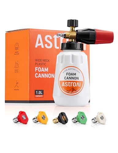 AstroAI Foam Cannon for Pressure Washer with 1/4" Quick Connect, 1L &5 Tips - size: 1 L Bottle,WITH 5-TIPS