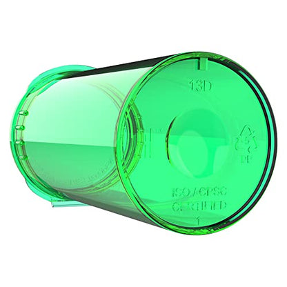 Dragon Chewer 13 Dram CR Plastic Packaging Pop Top Containers - Child Resistant Travel Holder Vial Bottles - 315 qty (Translucent Green) - color: Translucent Green