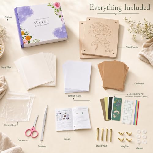 Suziko Large Flower Press Kit with Rose Pattern for Adults & Kids - 10.8 x 6.9 Inch Flower and Leaf Preservation Art Craft Kit, Great Gift for Nature Lovers - size: Rose 10.8" x 6.9"