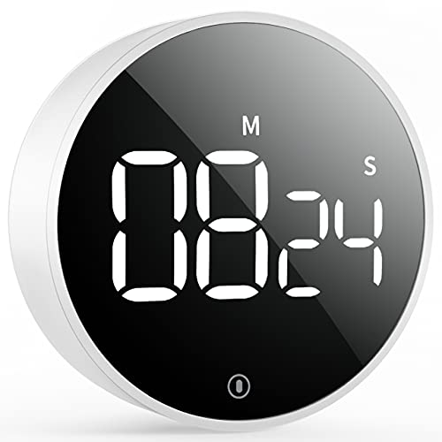 Digital Magnetic Kitchen Timer & Stopwatch with LED Display, White - color: Black White