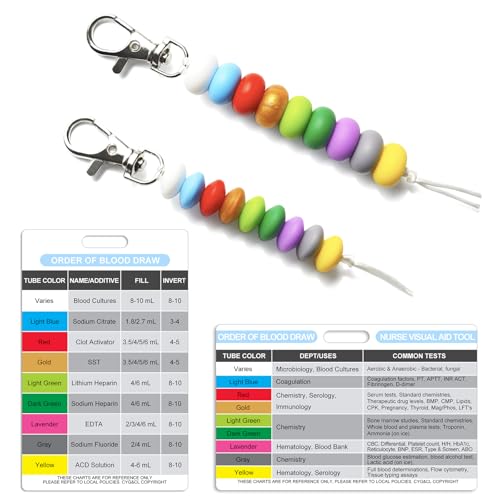 Order of Blood Draw Beads with Reference Card, Phlebotomist Badge Reel Visual Aid Tool Accessories, RN Badge Buddy, Phlebotomy Essentials, Nurse Supplies - color: Mini Abacus Beads With White Card