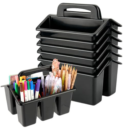 6 Pack Classroom Caddy Organizer with Handle, Table Caddy Classroom - color: Black
