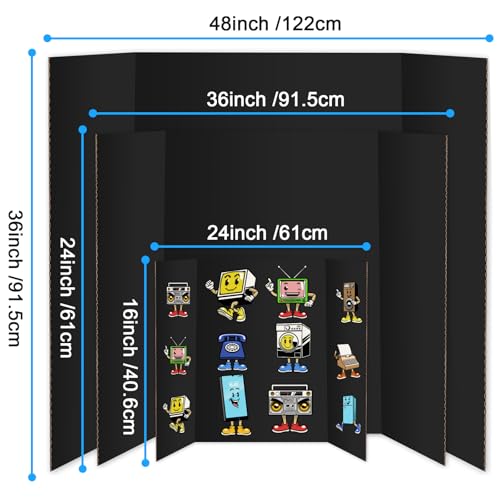 IKAYAS 4 Pack Trifold Poster Board 36" X 48" Black Science Display Board