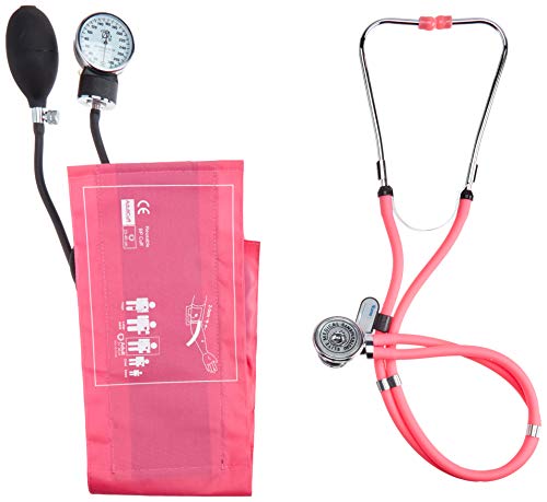 EMI Professional Deluxe Aneroid Sphygmomanometer and Sprague Rappaport Stethoscope Set Kit #330 (Pink) - color: Pink