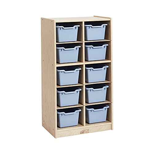 ECR4Kids 10 Cubby Tray Cabinet with Scoop Front Storage Bins, 5x2, Classroom Furniture, Powder Blue - color: Powder Blue