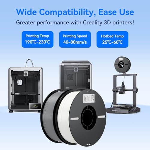 Creality PLA Filament 1.75mm Multi‑Color, 4‑Pack, 4KG Total - color: Black+white+red+blue, size: 4kg