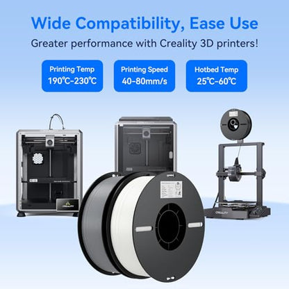 Creality PLA Filament 1.75mm Multi‑Color, 4‑Pack, 4KG Total - color: Black+white+red+blue, size: 4kg