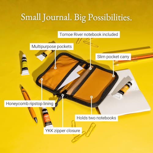 LOCHBY® Pocket Journal | Tomoe River 3.5" x 5.5" Notebook | Waxed Canvas | Ideal for Travelers & Daily Use, Fits Field Notes, Moleskine Cahier - color: Black Multicam, size: Pocket-size Zipper