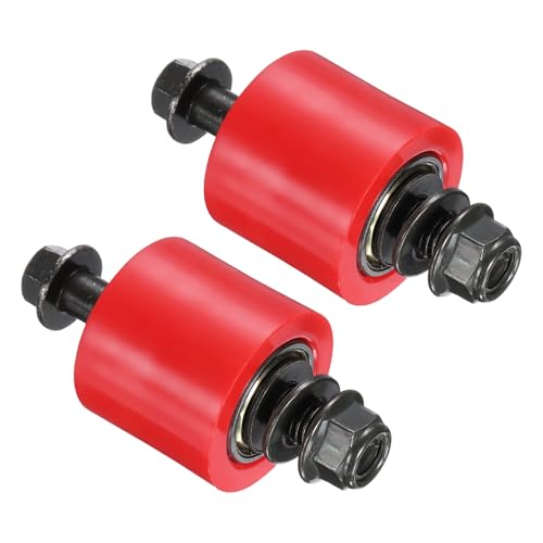PATIKIL 8mm Roller Pulley Tensioner, 2Pcs Chain Roller Pulley Tensioner Mini Bike Parts Nylon Cylinder Type Guide Wheel Chain Guide Slider Set for Mini Motorcycle Dirt Bike, Red - color: Red