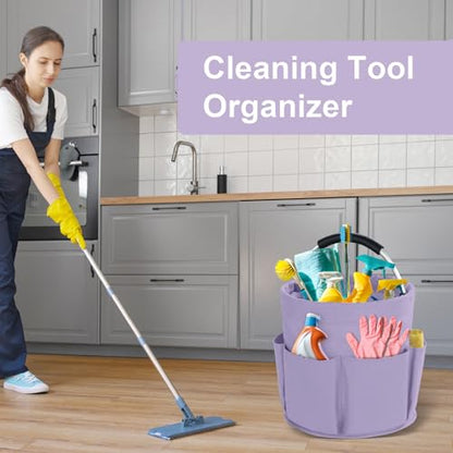 Cleaning Caddy with Handle, Cleaning Supplies Organizer Collapsible Bucket - color: Purple
