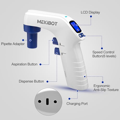 Electric Pipette Controller 0.1–100mL Rechargeable Lab Pipette Filler with Stand