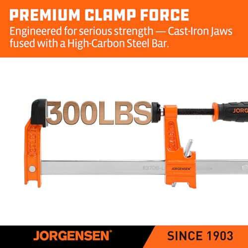 Jorgensen 6" Light-Duty Steel Bar Clamp Set, 300 lbs Load Limit, 2-Pack - size: 6 Inch Light Duty