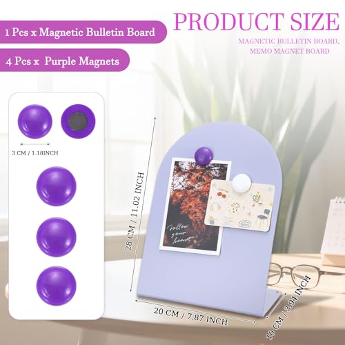 PATIKIL Magnetic Bulletin Board Purple W/ 4 Purple Magnets 1Pcs - color: Purple/Purple