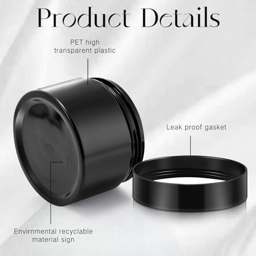 SATINIOR 24 Pieces Clear Plastic Jars with Lids, Black, 2 oz - color: Black, size: 2 oz
