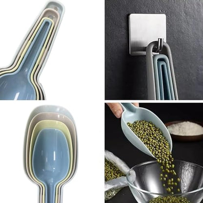 Ice Scoop Set of 4, Plastic Kitchen Scoops for Canisters, Flour, Dry Foods, Candy, Pop Corn, Coffee Beans and Pet Food