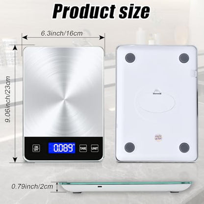 Food Kitchen Scale, 33lb Food Scale Precisely Measures Grams and Ounces for Baking and Cooking, 304 Stainless Steel Kitchen Scale for Food with LCD Display, Batteries Included - style: Rechargeable / 33lbs