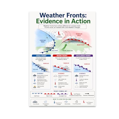Weather Fronts Educational Poster - Classroom Reference - 13x19