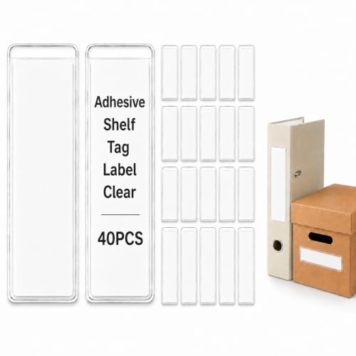 40 Sets Self-Adhesive Clear Labels for Storage Bins