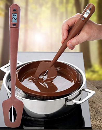 Lightbeam Digital Candy Thermometer, Instant Read Kitchen Cooking & Spatula Thermometer Temperature Reader & Stirrer in One BPA Free Food Grade Material - color: white