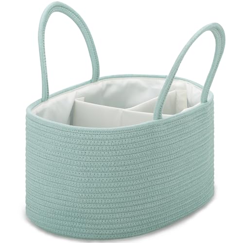 COMSE Large Cotton Rope Baby Diaper Caddy Organizer, Light Green - color: Light Green, size: Large