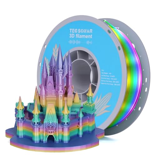 TECSONAR Silk Rainbow PLA 3D Printer Filament, 1KG Spool(2.2lbs) 1.75mm PLA Fast Color Change 3D Printing Material, Multicolor Gradient Filament for Most FDM 3D Printers,Green Yellow Purple - color: Green Yellow Blue