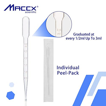 100pcs Sterile Transfer Pipettes, Vol. 7ml, 3ml Graduated, 155mm Long, Essential Oils Pipettes, Low-Density Polyethylene Material, Individual Peel-Pack, TPP7155-100 - style: Vol.7ml