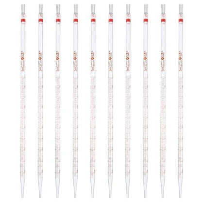 PATIKIL 5ml Glass Graduated Pipettes +/- 0.025ml, 10Pcs Coded Bands - size: 5ml