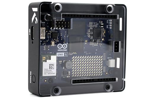 KKSB Case for Arduino Uno Q Black Aluminum and Steel Enclosure with Clear Polycarbonate Top - style: Standard Clear Lid Case