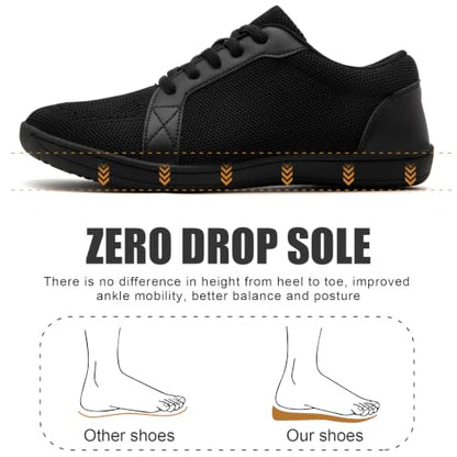 Linenghs Womens Barefoot Shoes Wide Width Toe Box Zero Drop Sneakers - color: B Black, size: 5.5 Wide