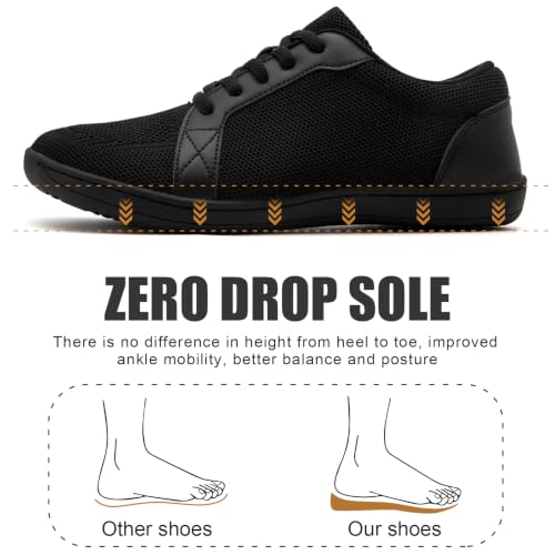 Linenghs Womens Barefoot Shoes Wide Width Toe Box Zero Drop Sneakers - color: B Black, size: 7 Wide