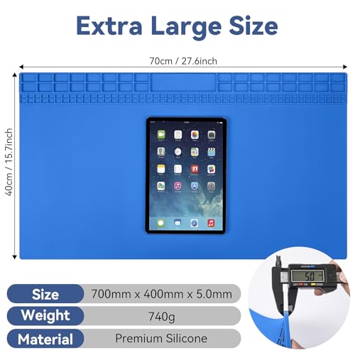 Kaisi Extra Large Soldering Mat, 932°F Heat Resistant Silicone Solder Mat - color: Blue, size: 27.6" x 15.7"