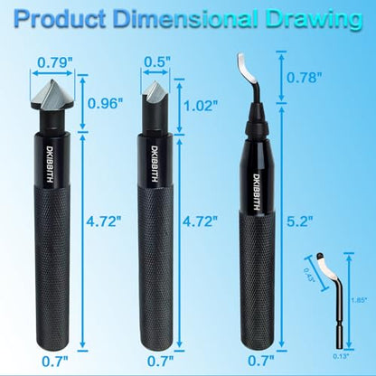 DKIBBITH 13-Piece Deburring Tool Set with 2 Countersinks & 11 Blades - Works on Metal, Resin, PVC, Copper, Plastic,3D Printed Edges - Plumbing & 3D Printing Burr Removal Reamer Tool. - style: 13 Piece Deburring Tool