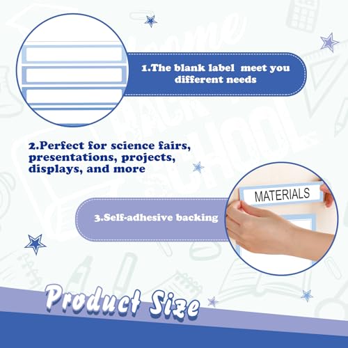 Kolldenn 20 Sheets Self Adhesive Presentation Science Subtitles Blank Science Fair Display Boards Labels Fair Board Supplies Titles for Classroom(Gradient Blue)