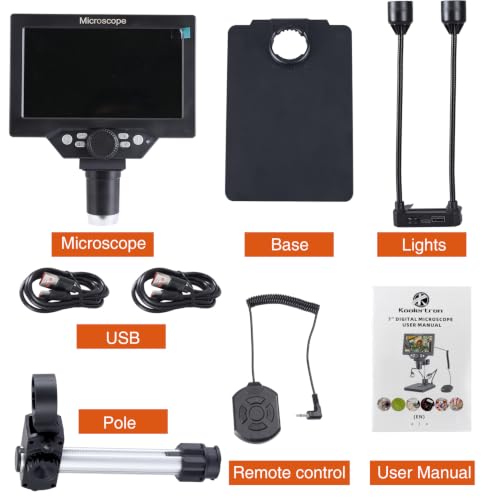 Koolertron 7 Inch LCD Digital Microscope 12MP 1080P with 32G TF Card - size: 7 inch (32GB)